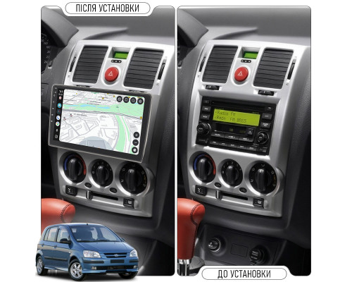 Штатная магнитола Lesko для Hyundai Getz I ver. 2 2002-2005 экран 9" 2/32Gb Wi-Fi GPS Base