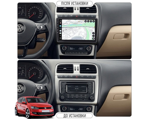 Штатная магнитола Lesko для Volkswagen Polo IV Рестайлинг ver. 2 2005-2009 экран 9" 2/32Gb Wi-Fi GPS Base