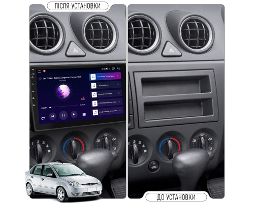 Штатная магнитола Lesko для Ford Fiesta  2001-2005 экран 9" 2/32Gb Wi-Fi GPS Base