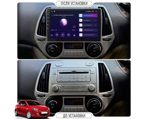 Штатная магнитола Lesko для Hyundai i20 I 2008-2012 экран 9" 2/32Gb Wi-Fi GPS Base