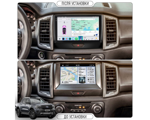 Штатная магнитола Lesko для Ford Ranger III Рестайлинг 2 2019-2023 экран 9" 2/32Gb Wi-Fi GPS Base