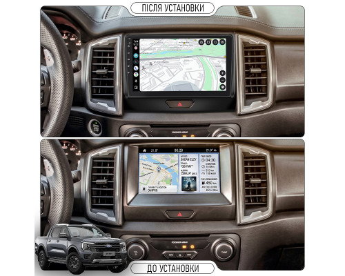 Штатная магнитола Lesko для Ford Ranger III Рестайлинг 2 2019-2023 экран 9" 6/128Gb 4G Wi-Fi GPS Top