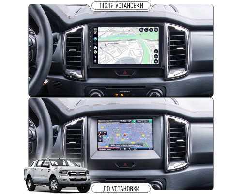 Штатная магнитола Lesko для Ford Ranger III Рестайлинг 2015-2019 экран 9" 2/32Gb Wi-Fi GPS Base