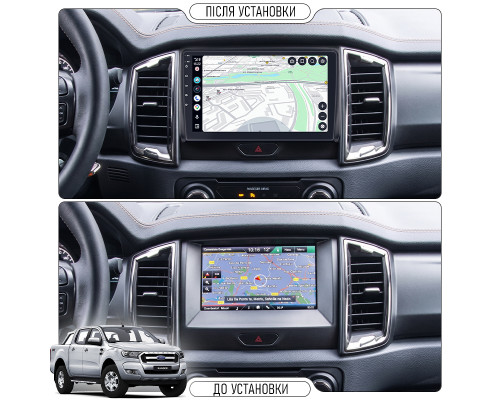 Штатная магнитола Lesko для Ford Ranger III Рестайлинг 2015-2019 экран 9" 2/32Gb 4G Wi-Fi GPS Top