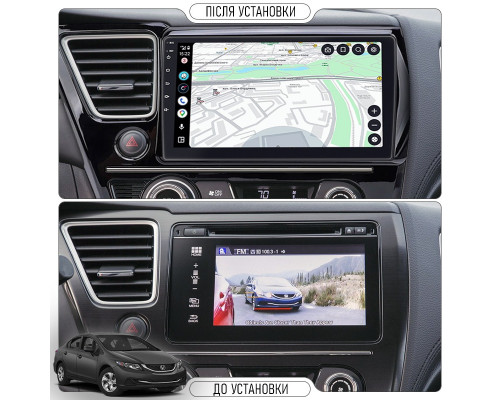 Штатная магнитола Lesko для Honda Civic IX Рестайлинг ver. 2 2013-2017 экран 9" 2/32Gb Wi-Fi GPS Base