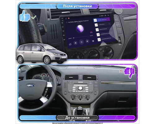 Штатная магнитола Lesko для Ford C-MAX I 2003-2007 экран 9" 4/64Gb 4G Wi-Fi GPS Top