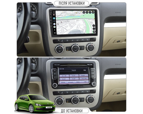 Штатная магнитола Lesko для Volkswagen Scirocco III Auto A/C 2008-2014 экран 9" 2/32Gb Wi-Fi GPS Base