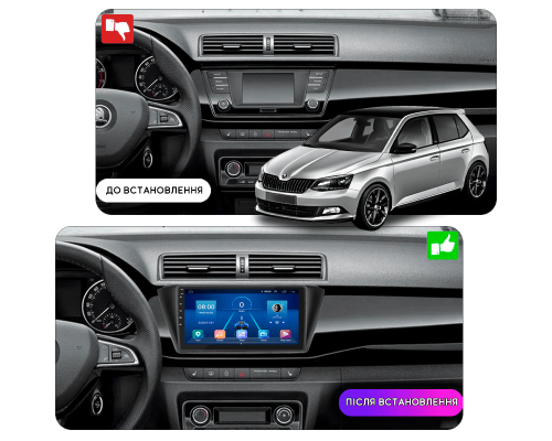 Штатная магнитола Lesko для Skoda Fabia III Рестайлинг 2018-2021 экран 9" 2/32Gb 4G Wi-Fi GPS Top