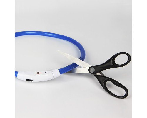 Светодиодный LED ошейник L-18 USB светящийся водоотталкивающий для собак и котов  Blue M