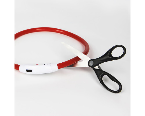 Светодиодный LED ошейник L-18 USB светящийся водоотталкивающий для собак и котов  Red S