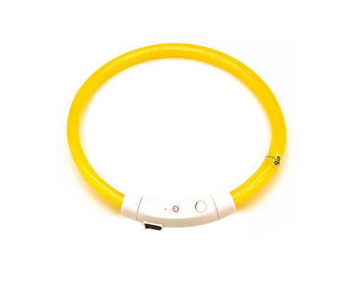 Светодиодный LED ошейник L-18 USB светящийся водоотталкивающий для собак и котов  Yellow M