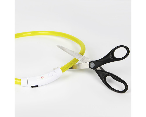 Светодиодный LED ошейник L-18 USB светящийся водоотталкивающий для собак и котов  Yellow S