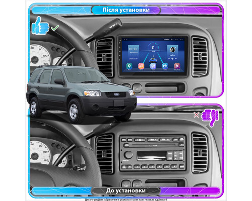 Штатная магнитола Lesko для Ford Escape I 2000-2004 экран 9" 4/64Gb 4G Wi-Fi GPS Top