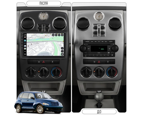 Штатная магнитола Lesko для Chrysler PT Cruiser 2000-2010 экран 9" 2/32Gb Wi-Fi GPS Base