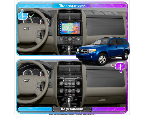 Штатная магнитола Lesko для Ford Escape I Рестайлинг 2 2007-2012 экран 9" 2/32Gb CarPlay 4G Wi-Fi GPS Prime
