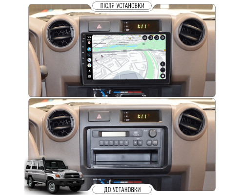 Штатная магнитола Lesko для Toyota Land Cruiser 70 Series 2009-2020 экран 9" 1/16Gb Wi-Fi GPS Base