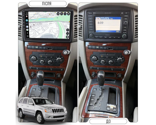 Штатная магнитола Lesko для Jeep Grand Cherokee ver. 2 2005-2007 экран 10" 4/64Gb CarPlay 4G Wi-Fi GPS Prime