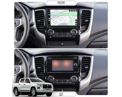 Штатная магнитола Lesko для Mitsubishi L200 V Рестайлинг ver. 2 2019-2023 экран 9" 2/32Gb Wi-Fi GPS Base