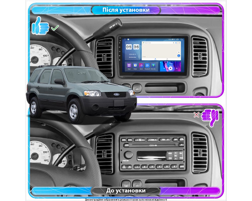 Штатная магнитола Lesko для Ford Escape I Рестайлинг 2004-2007 экран 9" 2/32Gb CarPlay 4G Wi-Fi GPS Prime