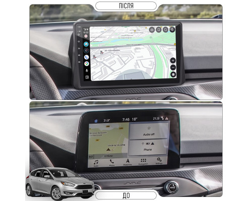 Штатная магнитола Lesko для Ford Focus IV Рестайлинг 2021-н.в экран 10" 2/32Gb CarPlay 4G Wi-Fi GPS Prime