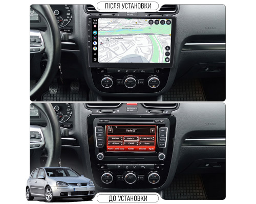 Штатная магнитола Lesko для Volkswagen Golf V ver. 2 2003-2009 экран 10" 4/64Gb CarPlay 4G Wi-Fi GPS Prime