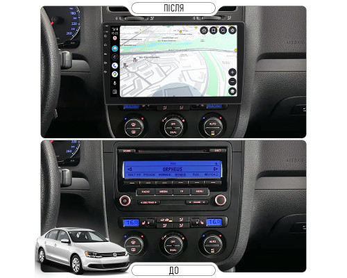 Штатная магнитола Lesko для Volkswagen Jetta V ver. 2 2005-2011 экран 10" 2/32Gb CarPlay 4G Wi-Fi GPS Prime