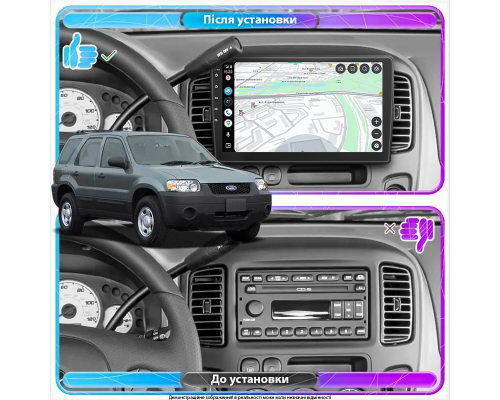 Штатная магнитола Lesko для Ford Escape I Рестайлинг 2004-2007 экран 9" 4/64Gb 4G Wi-Fi GPS Top