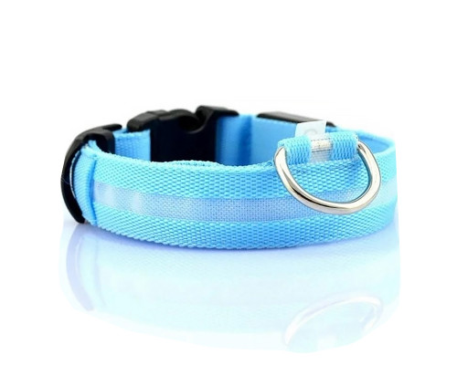 Светодиодный LED ошейник USB светящийся для собак и котов Blue XL