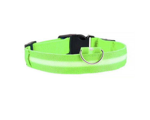 Светодиодный LED ошейник USB светящийся для собак и котов Green XL