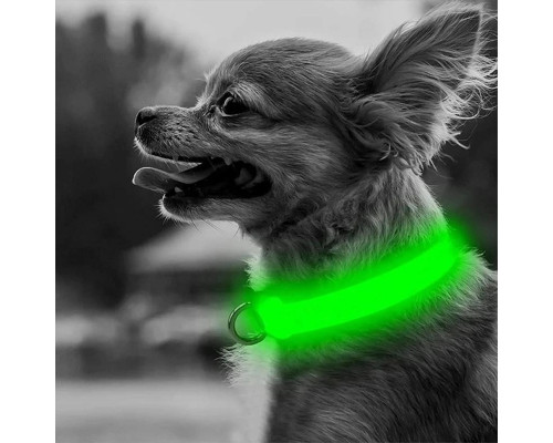 Светодиодный LED ошейник USB светящийся для собак и котов Green XL