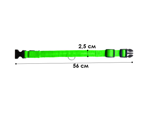 Светодиодный LED ошейник USB светящийся для собак и котов Green XL