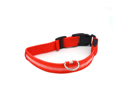 Светодиодный LED ошейник USB светящийся для собак и котов Red S