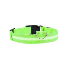 Светодиодный LED ошейник USB светящийся для собак и котов Green M