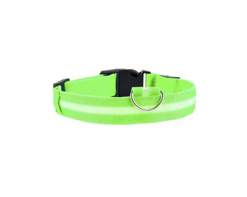 Светодиодный LED ошейник USB светящийся для собак и котов Green M