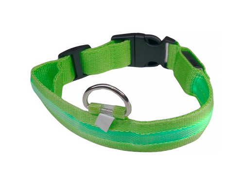 Светодиодный LED ошейник USB светящийся для собак и котов Green M