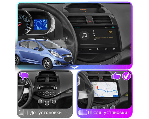 Штатная магнитола Lesko для Chevrolet Spark III 2009-2016 экран 9" 4/32Gb 4G Wi-Fi GPS Top