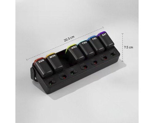 Таблетница ZS-POZ7 органайзер для таблеток 7 ячеек на 7 дней Black