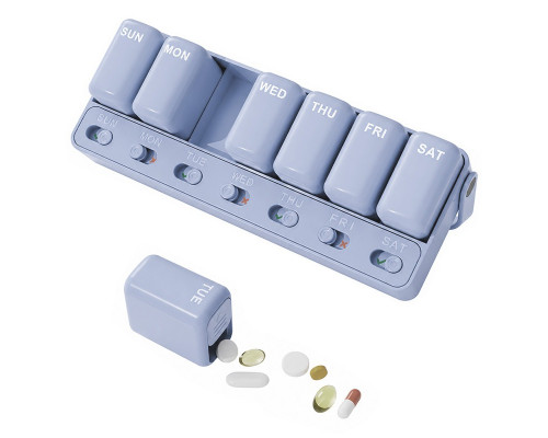 Таблетница ZS-POZ7 органайзер для таблеток 7 ячеек на 7 дней Light Blue