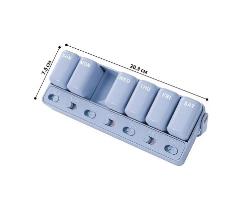 Таблетница ZS-POZ7 органайзер для таблеток 7 ячеек на 7 дней Light Blue