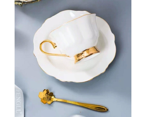 Кофейный фарфоровый подарочный набор Princess чашка блюдце ложка White
