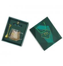 Сувенирный подарочный набор A28 чашка+ложка Dark Green