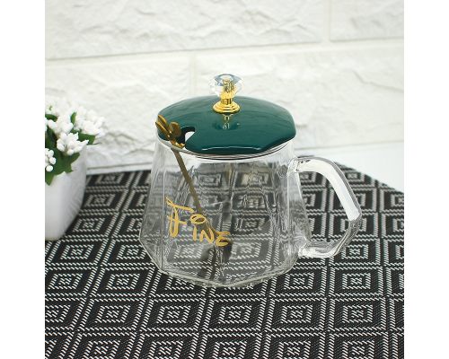 Сувенирный подарочный набор A28 чашка+ложка Dark Green