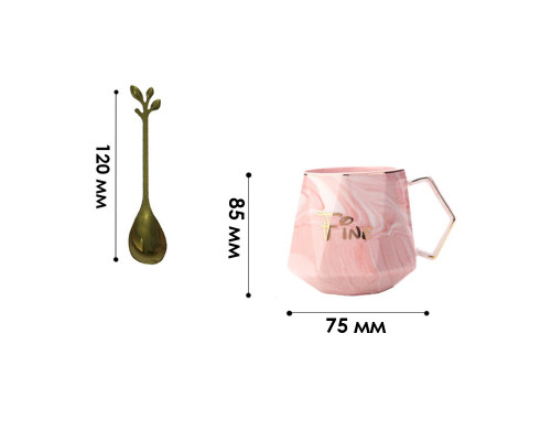 Сувенирный подарочный набор A29 чашка+ложка Pink