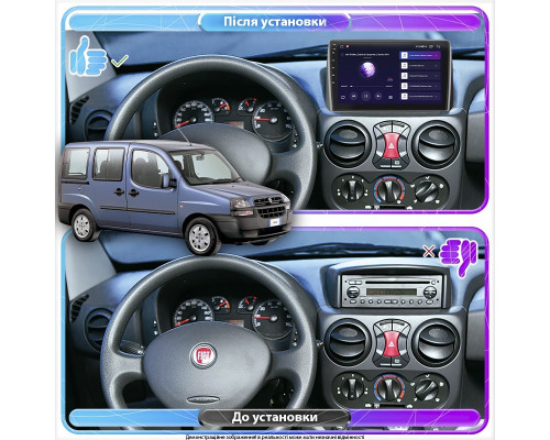 Штатная магнитола Lesko для Fiat Doblo I 2000-2005 экран 10" 6/128Gb 4G Wi-Fi GPS Top