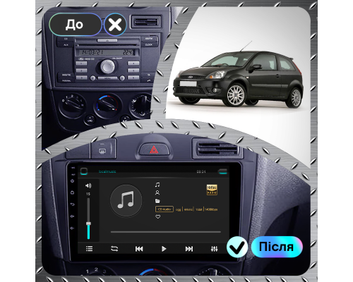 Штатная магнитола Lesko для Ford Fiesta Mk5 2002-2008 экран 9" 2/32Gb Wi-Fi GPS Base