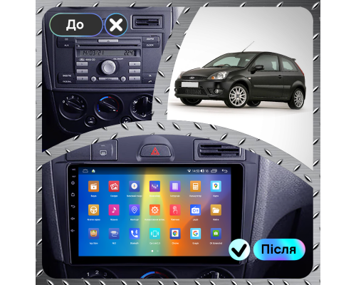 Штатная магнитола Lesko для Ford Fiesta Mk5 2002-2008 экран 9" 2/32Gb CarPlay 4G Wi-Fi GPS Prime