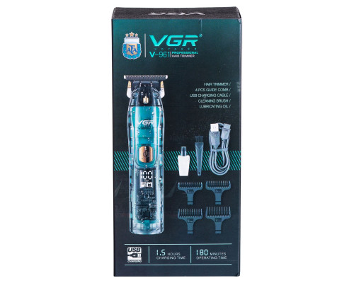 Тример для стрижки акумуляторний з 3 насадками Зелений VGR HP-V-961