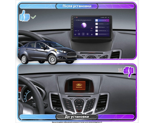 Штатная магнитола Lesko для Ford Fiesta Mk6 Рестайлинг 2012-2019 экран 9" 2/32Gb Wi-Fi GPS Base