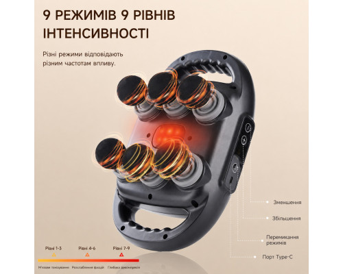 Перкусійний масажер для тіла з 6 головками Boostex Pro 6 з інфрачервоним перегрівом