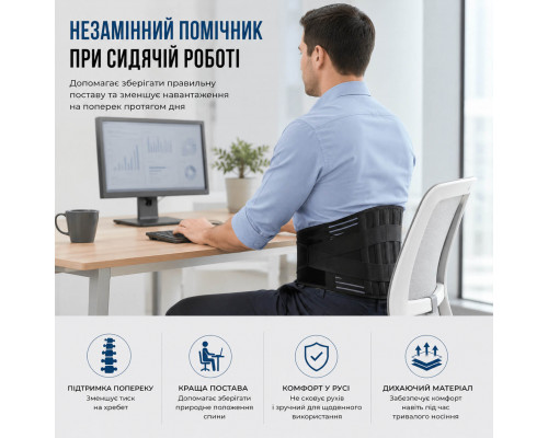 Ортопедичний поперековий бандаж Boostex Back Vest 1 для підтримки спини з еластичними пластинами, чоловічий та жіночий, ортопедичний